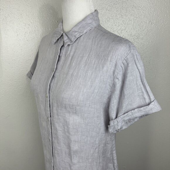 C&C California Linen Shirt Dress Women Small Short Sleeve Button Up Collared - Picture 10 of 14